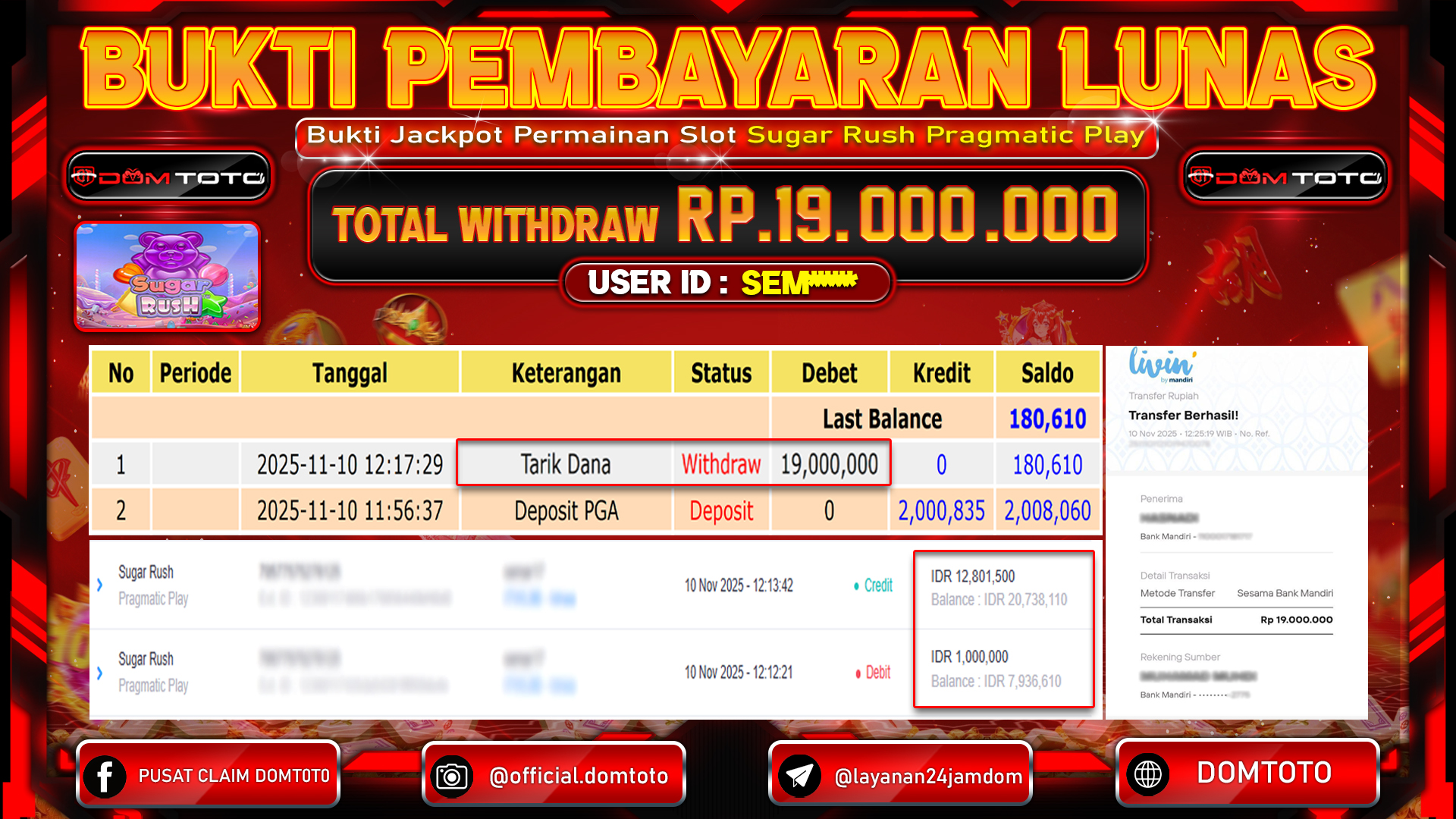 JACKPOT Slot Sugar Rush Pragmatic Play  10 NOVEMBER 2025